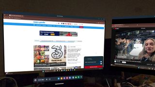 Meta Quest 3 Mixed Reality Link with Windows 11 PC screenshot of two virtual monitors showing Tom's Guide website