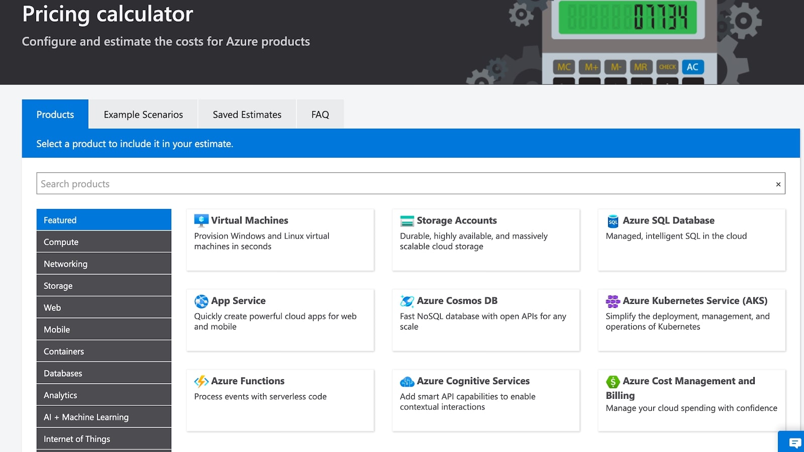 Site Web Du Calculateur De Prix De Microsoft Azure