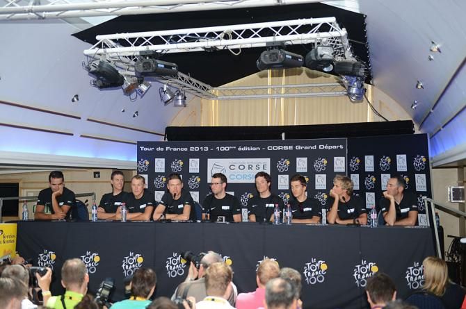 The Omega Pharma - Quick Step team at the pre-Tour presscon