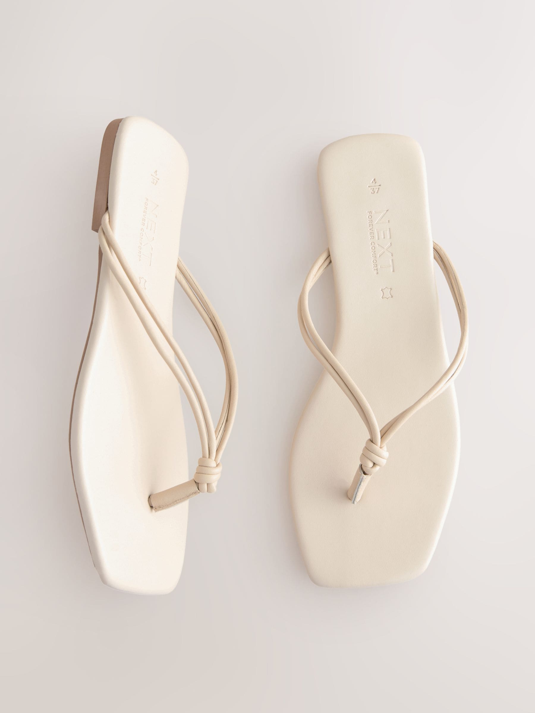 Bone Leather Standard/wide Fit Forever Comfort® Square Toe Knotted Toe Thong