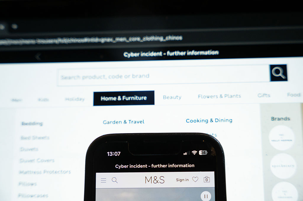A notice on the Marks &amp;amp; Spencer Group Plc (M&amp;amp;S) website following a cyber attack