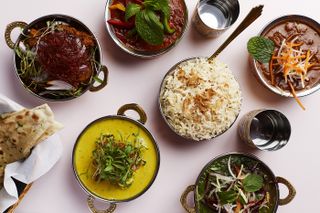 Various curries & rice dishes