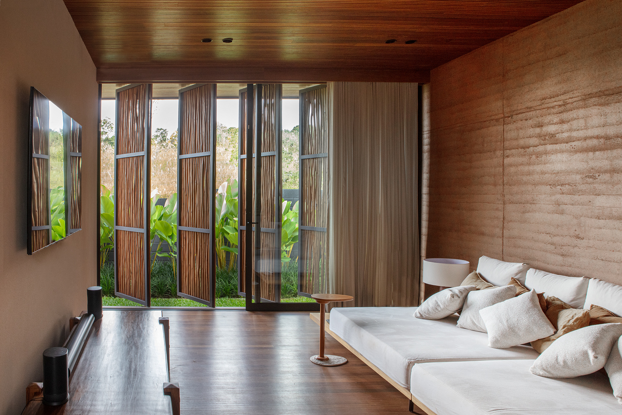 The guest bedroom doubles up as a media room
