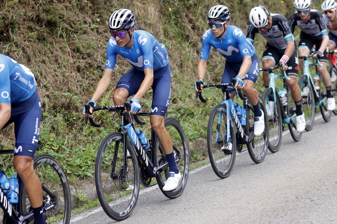 Vuelta Espana 2021 - 76th Edition - 19th stage Tapia - Monforte de Lemos 191,2 km - 03/09/2021 - Enric Mas (ESP - Movistar Team) - Miguel Angel Lopez (COL - Movistar Team) - photo Luis Angel Gomez/BettiniPhoto&Acirc;&copy;2021
