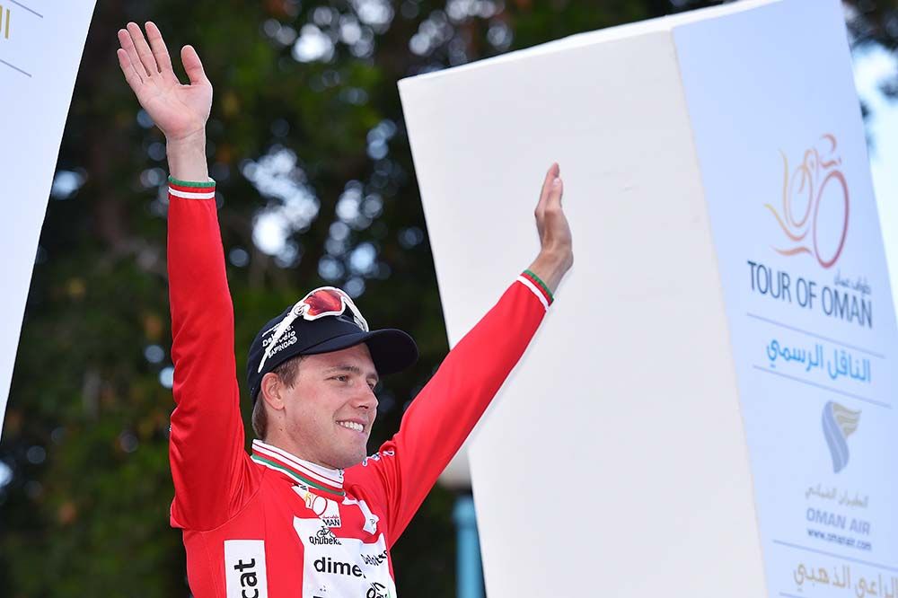 Edvald Boasson (Dimension Data) takes the leader's red jersey