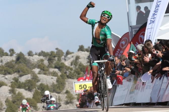 Natnael Berhane (Team Europcar) dropped his breakaway companions to win solo on the stage 3 mountain finish.