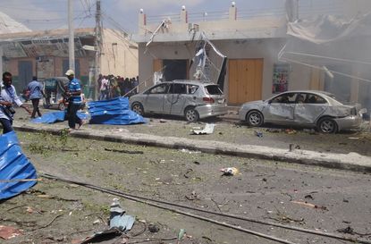 The aftermath of a suicide bombing in Mogadishu