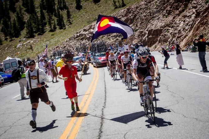 The fans show Colorado pride as the peloton passes on stage 3 of the USA Pro Challenge from Gunnison to Monarch Mountain