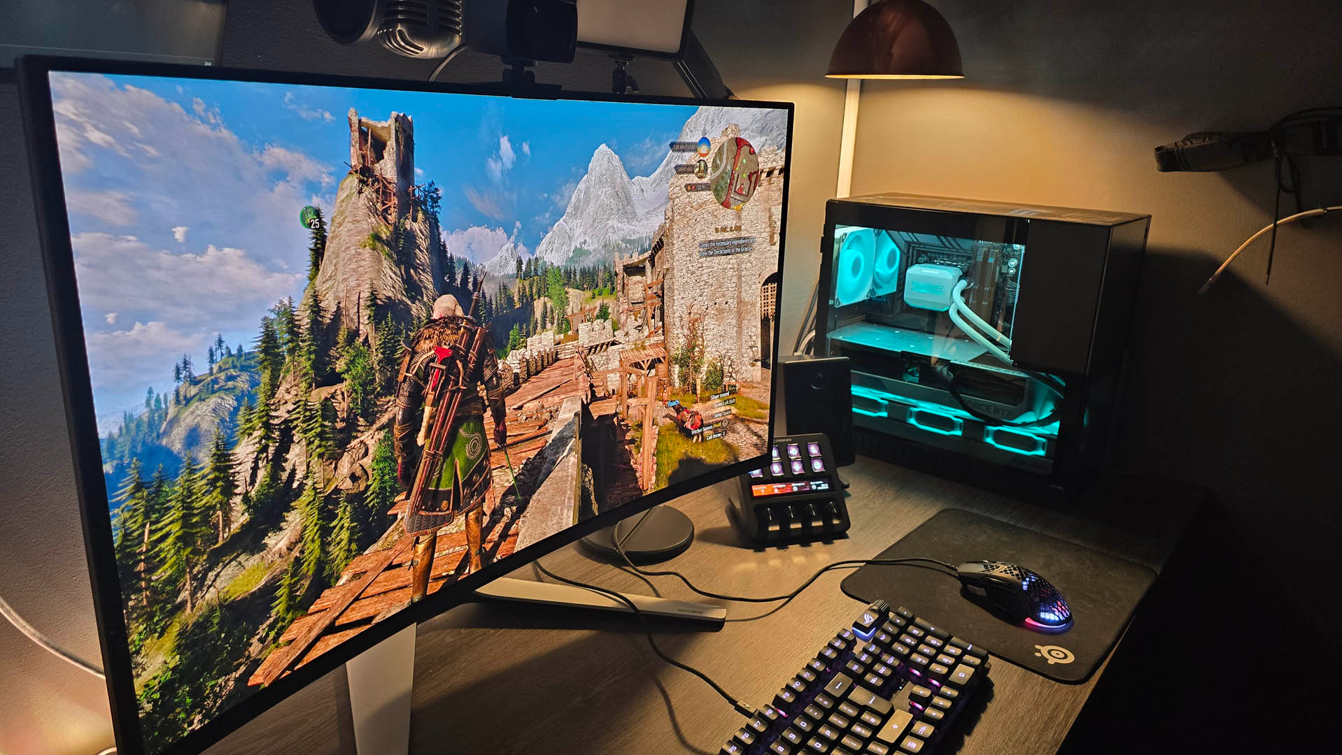 The Alienware AW3225QF QD-OLED monitor on a desk