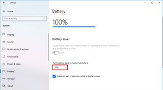 Windows 10 configure power saver mode