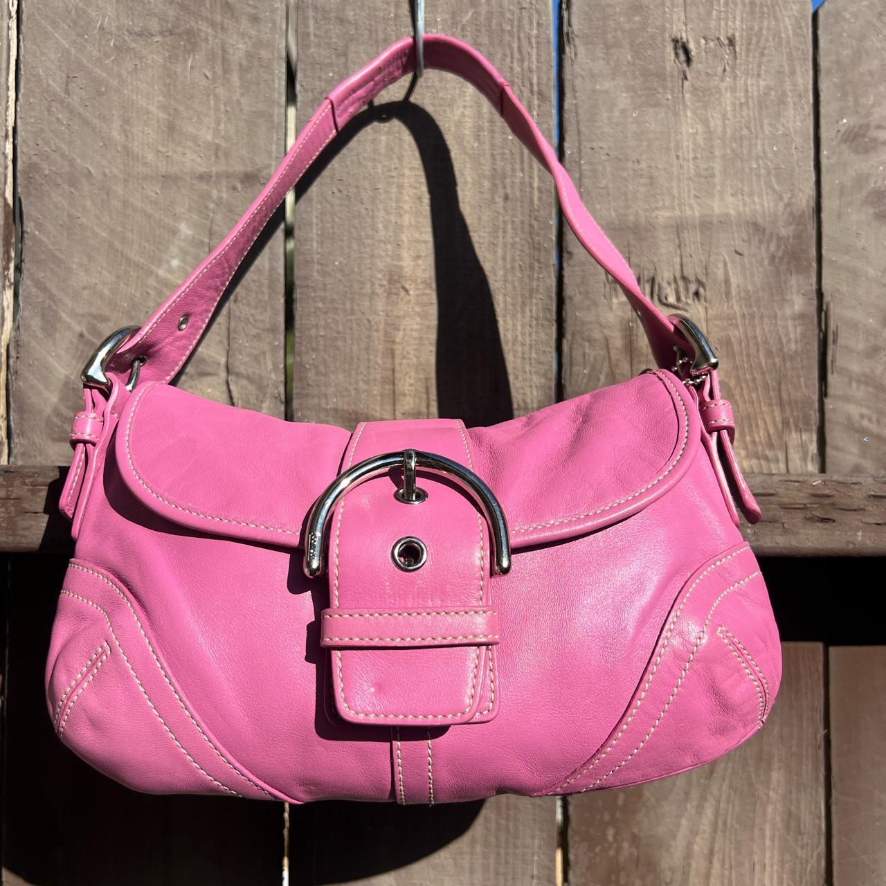 Coach Pink Buckle Leather Shoulder Bag Buckle