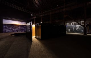 Installation view with metal box