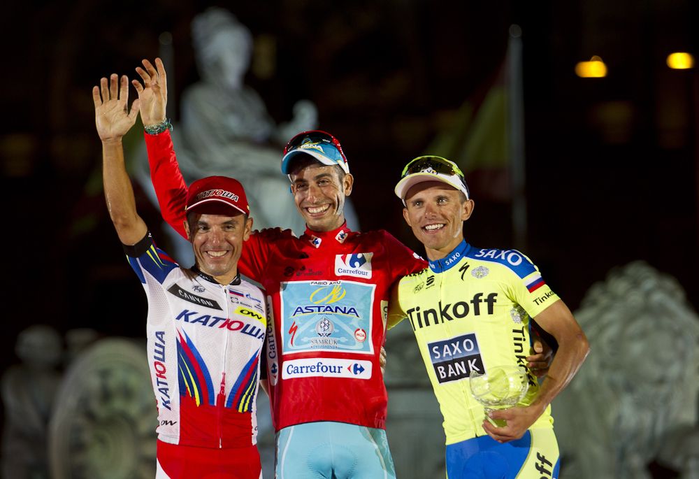 The final Vuelta overall podium.