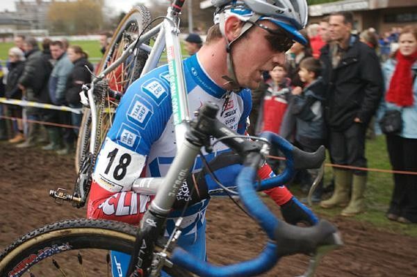 Wells exits the pits at Diegem.