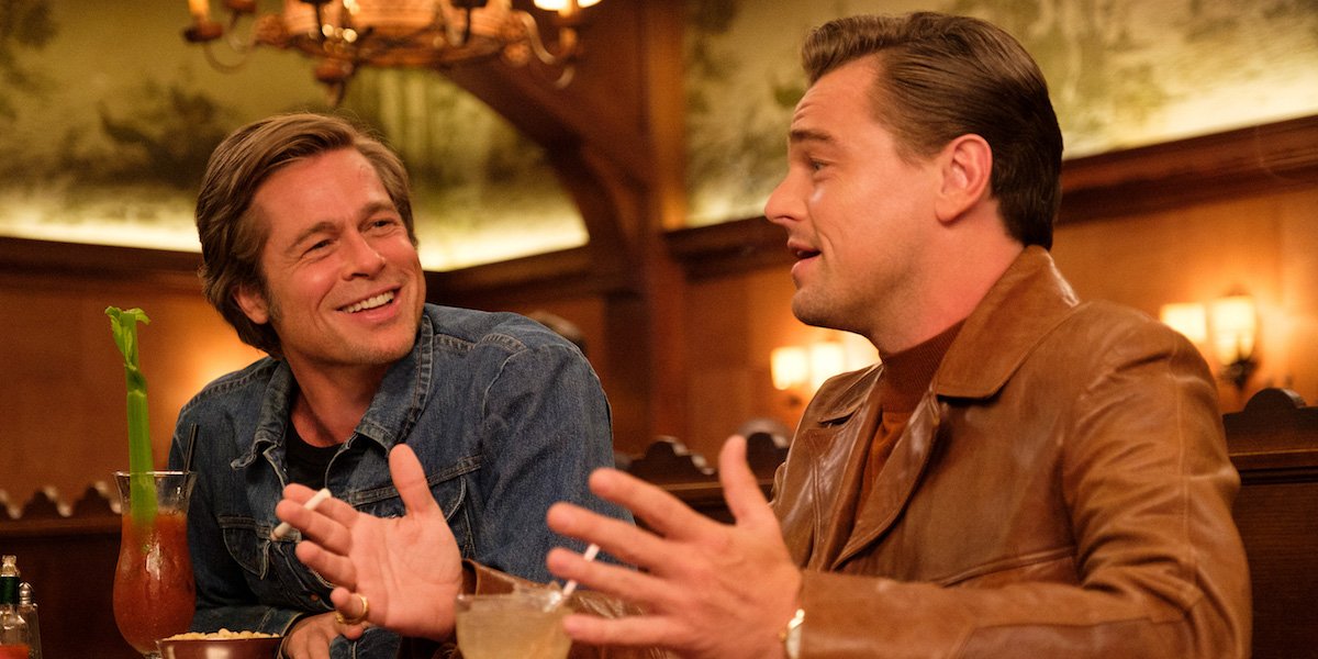 Brad Pitt and Leonardo DiCaprio as Cliff Booth and Rick Dalton in Once Upon a Time in Hollywood