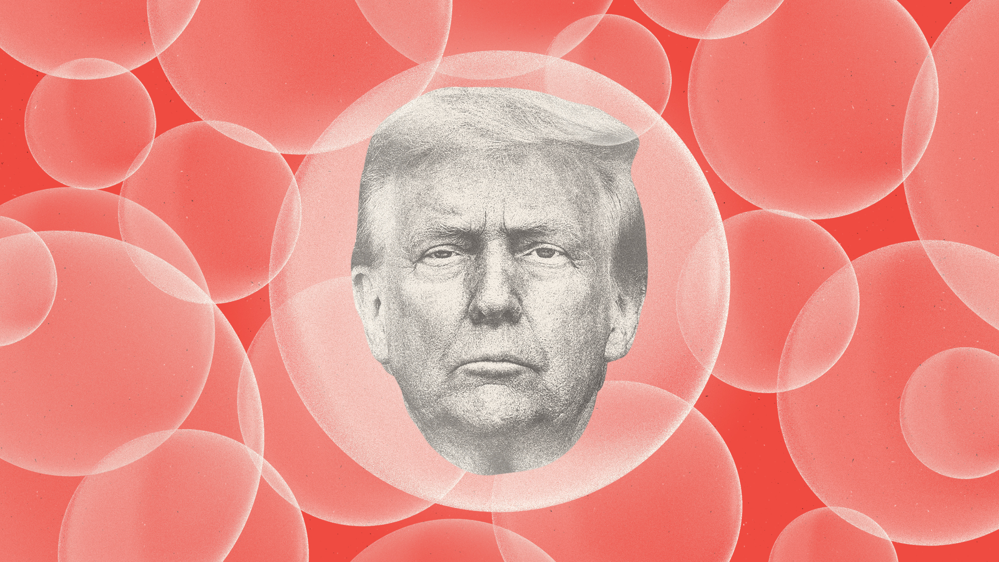 Illustration of Donald Trump's head floating in a bubble