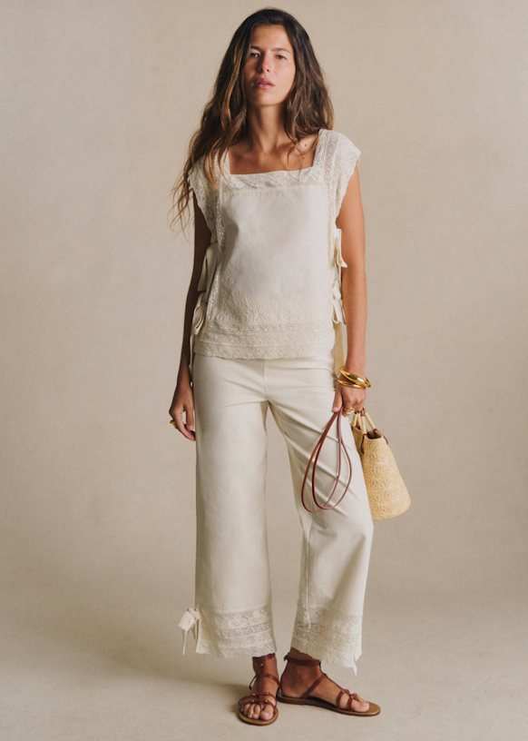 Fausto Trousers - Ecru - Organic Cotton - S&amp;eacute;zane