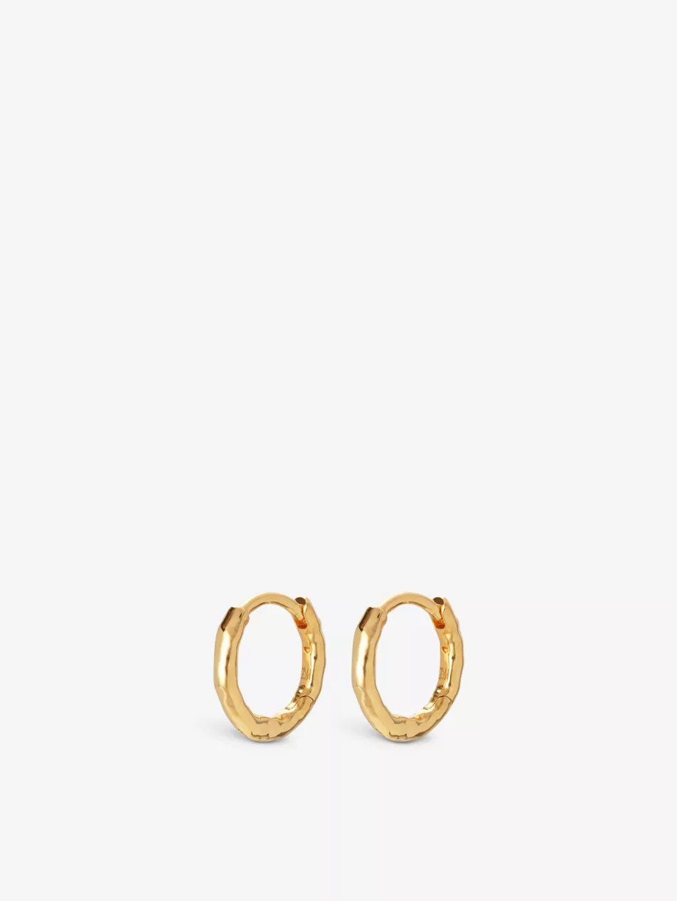 Ziggy Hammered 18ct Yellow Gold-Plated Vermeil on Sterling Silver Huggie Earrings