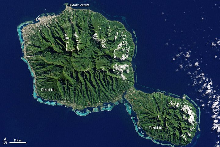 A satellite image of Tahiti.