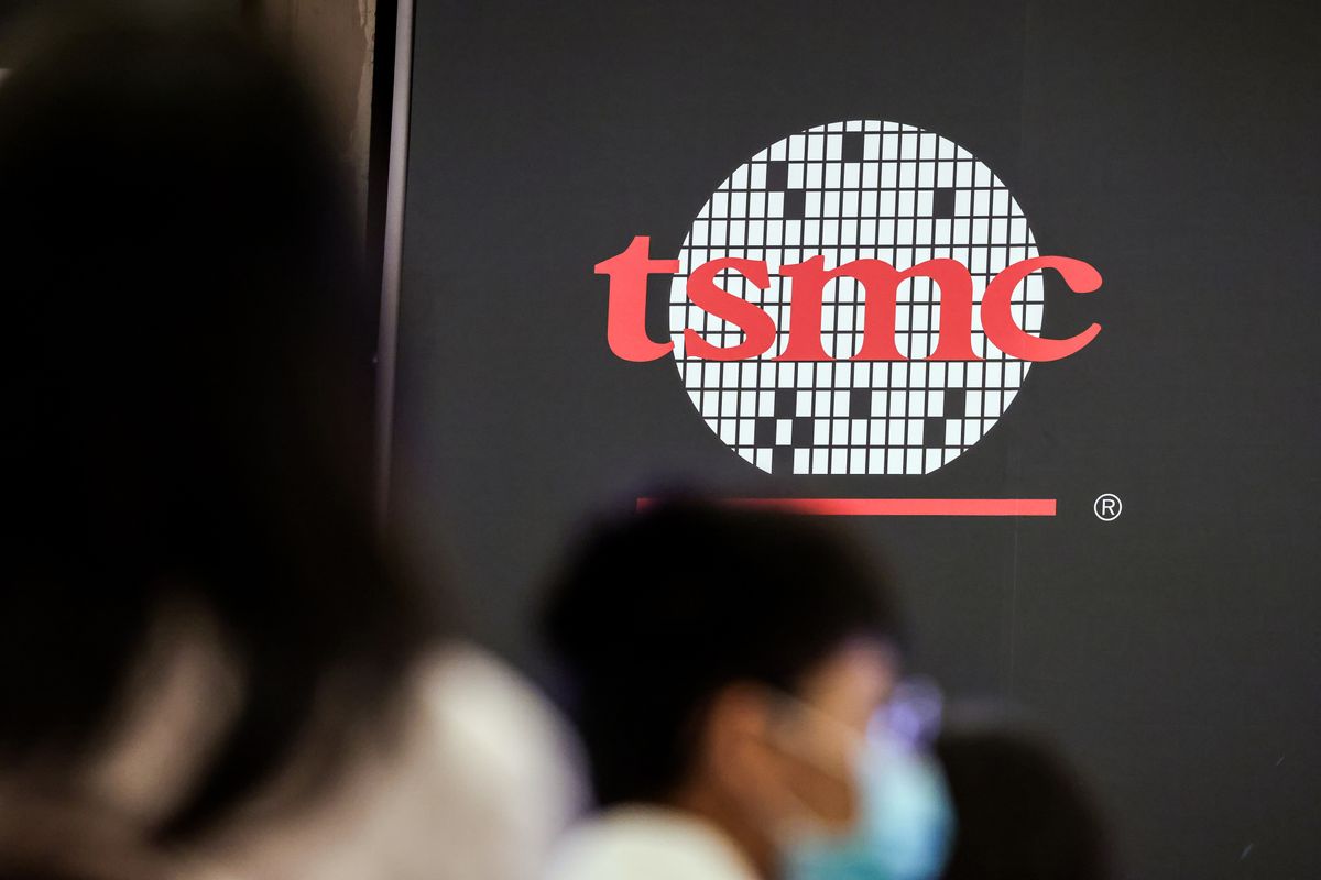 TSMC: Signage for Taiwan Semiconductor Manufacturing Co. (TSMC) during the company&#039;s annual shareholder meeting in Hsinchu, Taiwan.