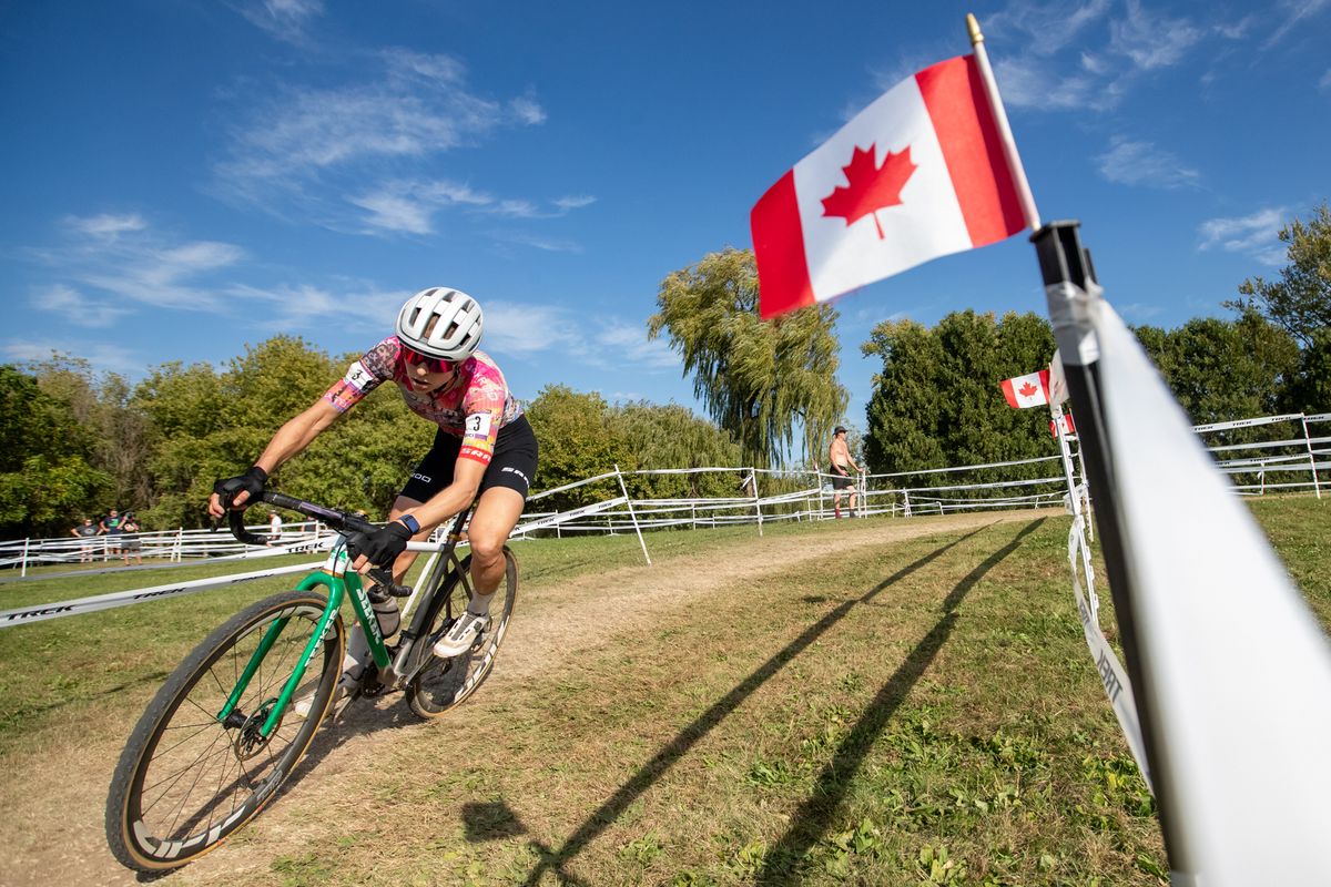 Trek CX Cup elite women's winner Maghalie Rochette on the Waterloo course for C2 race
