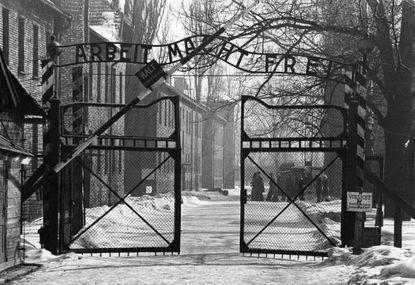 The gates of Auschwitz concentration camp. 