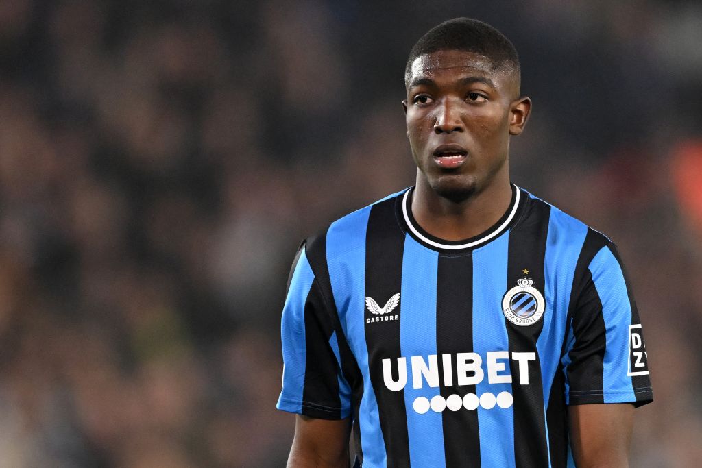 Joel Ordonez of Club Brugge KV during the UEFA Champions League match between Club Brugge and Aston Villa FC at Jan Breydel Stadium on Nov. 6, 2024 in Bruges, Belgium.