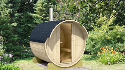 backyard wooden sauna