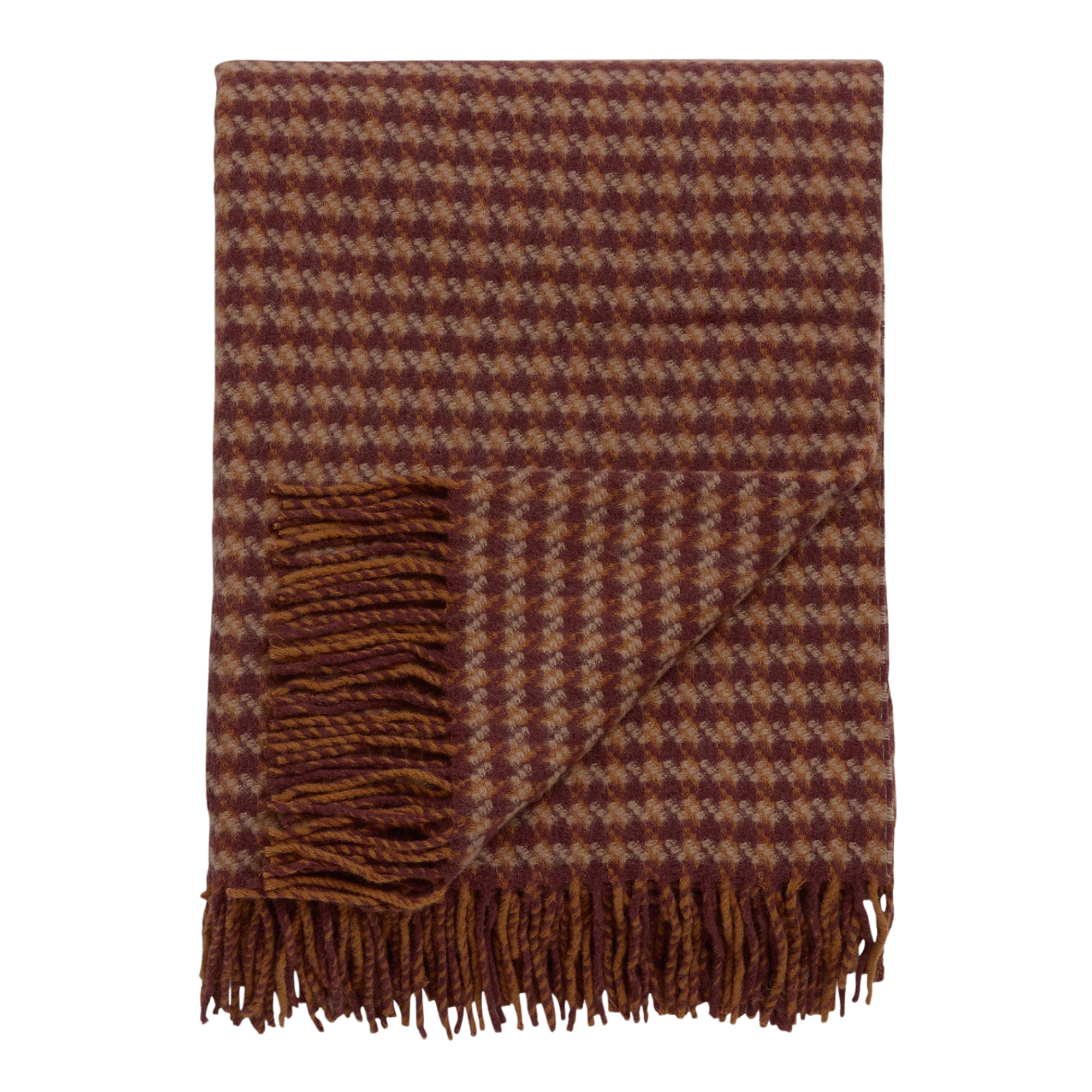 a red houndstooth throw blanket