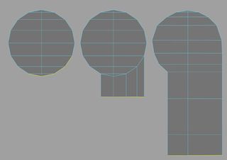 Select four faces on the underside and extrude them downwards