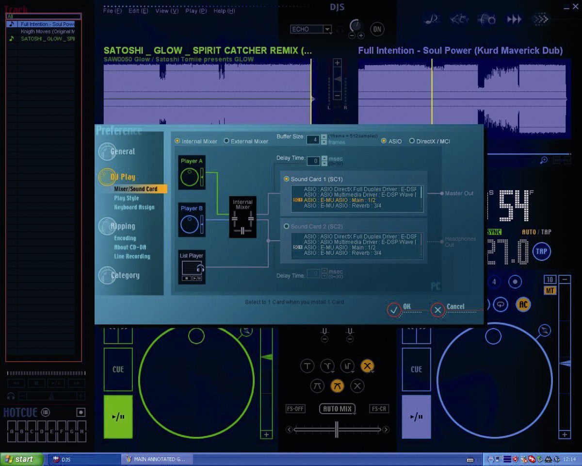 Floating EQ screens are accessed by right-clicking.