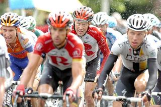 Chris Horner (RadioShack) rides near the front on the technical stage finale.