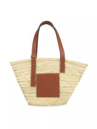 Loewe, Medium Leather-Trimmed Woven Basket Bag