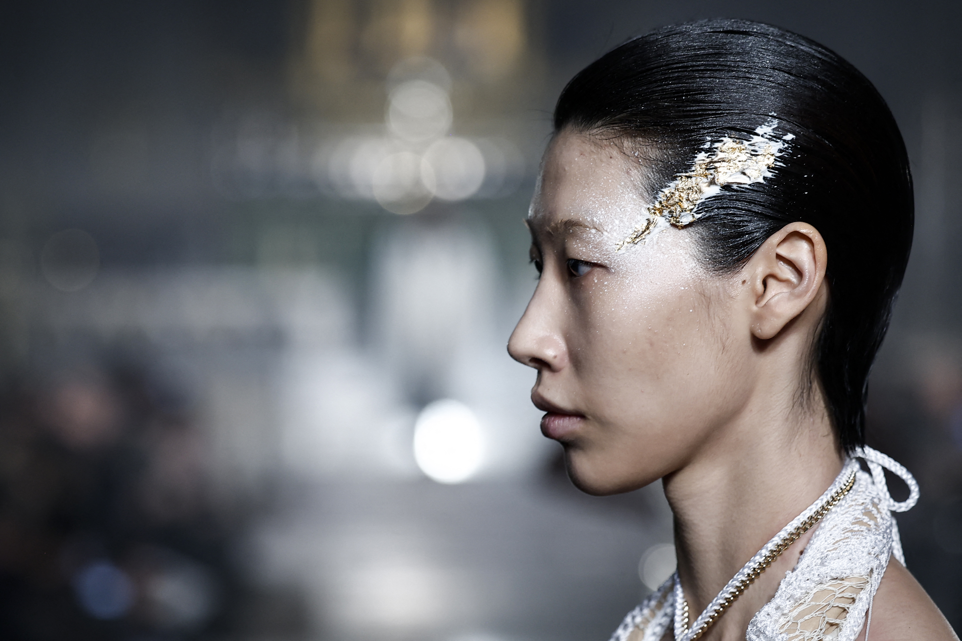a model walks the runway during paris couture week