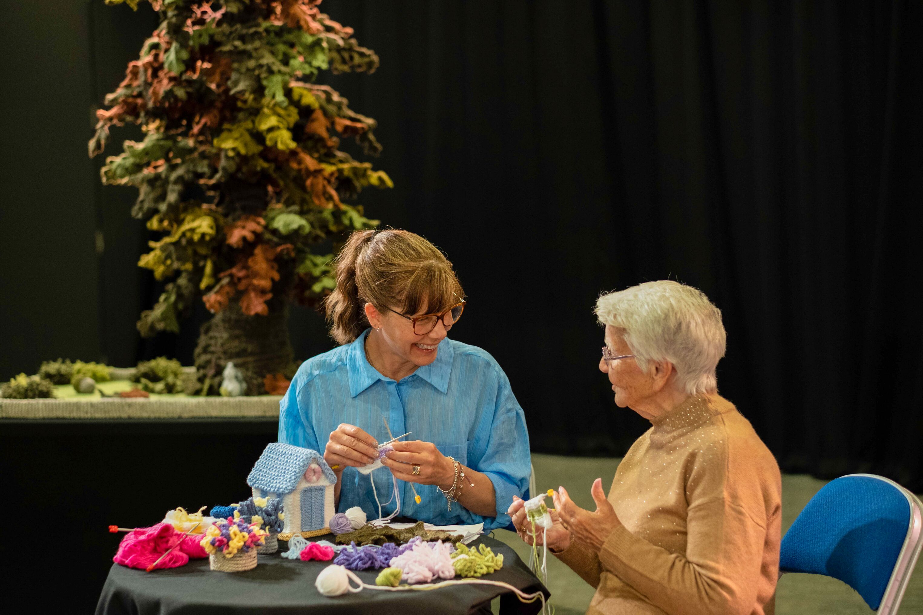 TV tonight Margaret shows Darcey how to knit