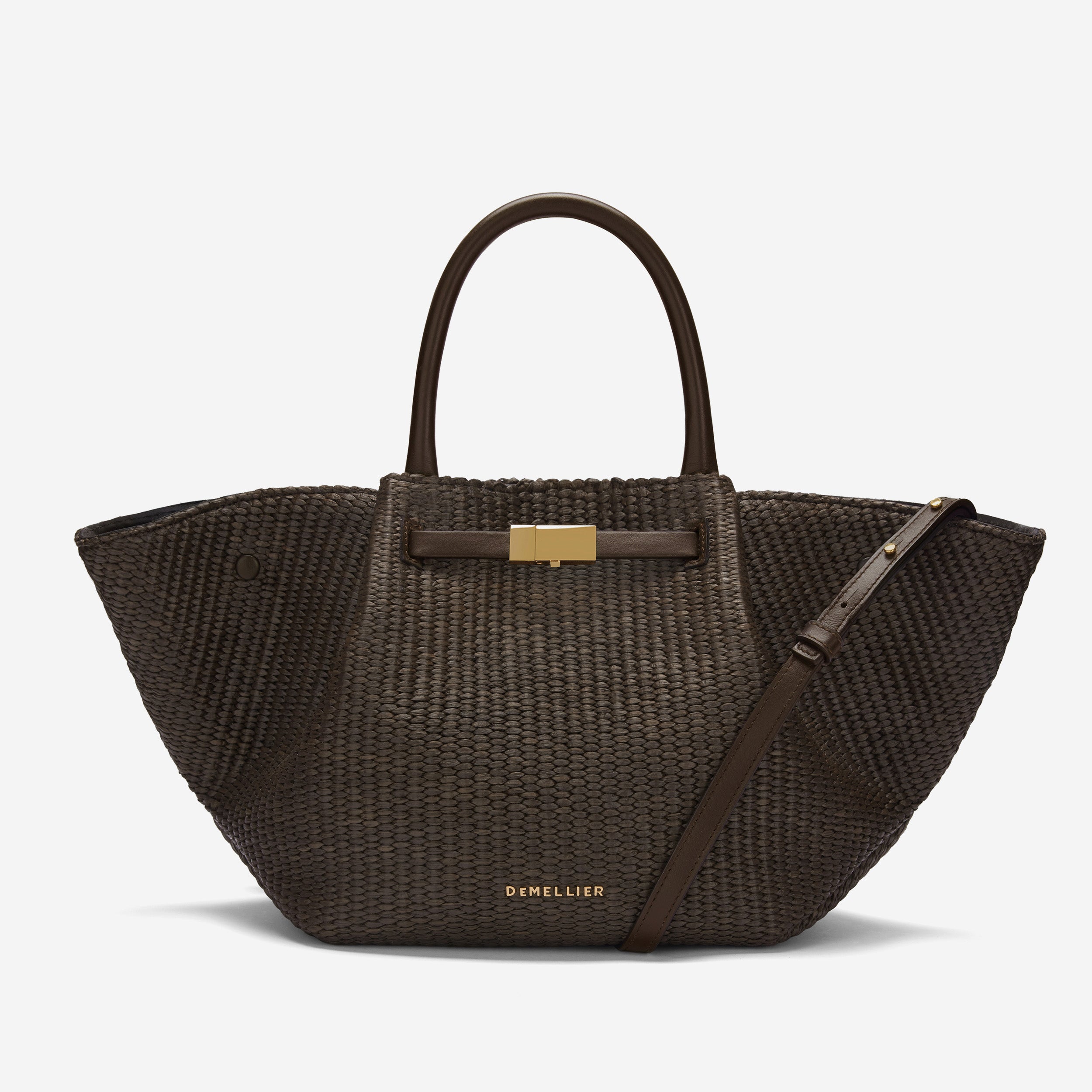The Midi New York | Espresso Raffia & Espresso Smooth | Demellier
