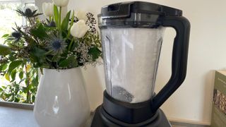 A Braun Powerblend 9 Jug Blender full of crushed ice