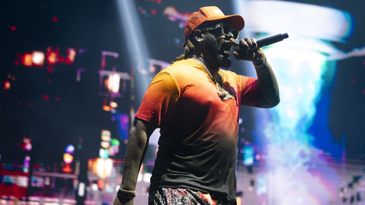 PERTH, AUSTRALIA - JANUARY 14: T-Pain performs at JuicyFest at Fremantle Oval on January 14, 2024 in Perth, Australia.