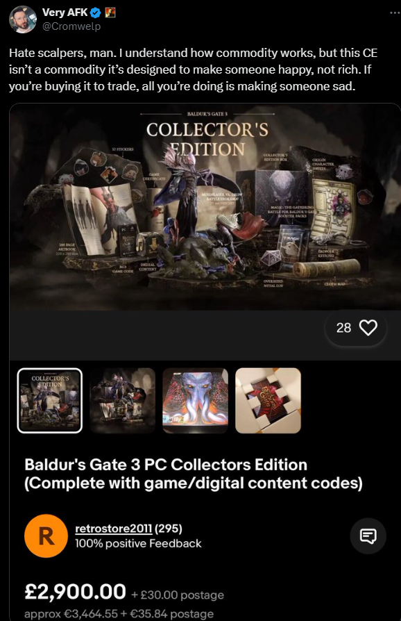 Директор издательства Baldur's Gate 3 тяжело вздыхает, поскольку скальперы, как и ожидалось, портят игру всем: «Все, что вы делаете, это кого-то огорчаете»