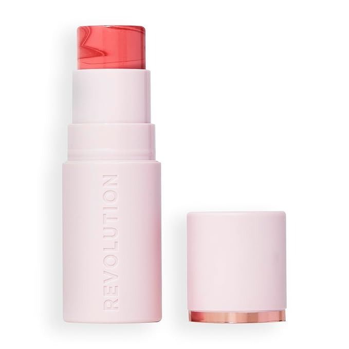 Revolution Beauty London, Revolution, Skin Silk Marble Blush Stick, Buildable Color for Cheek, Eye, & Lip, Cream-To-Powder Formula, Vegan & Cruelty-Free, Rosy Cheeks, 0.15 Oz