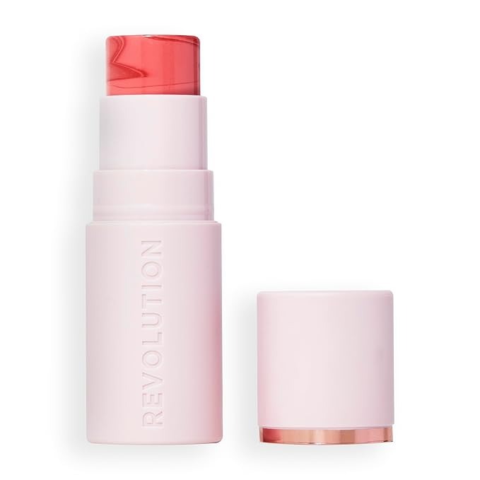 Revolution Beauty London, Revolution, Skin Silk Marble Blush Stick, Buildable Color for Cheek, Eye, & Lip, Cream-To-Powder Formula, Vegan & Cruelty-Free, Rosy Cheeks, 0.15 Oz