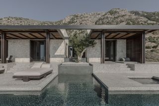 rear view with swimming pool at O Lofos house, a Cretan retreat by Block722