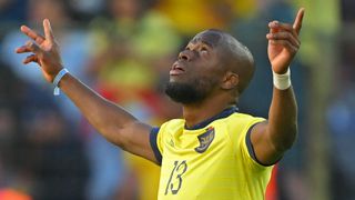 Ecuador&#039;s forward Enner Valencia celebrates scoring for Ecuador ahead of the Ecuador vs Paraguay live stream 