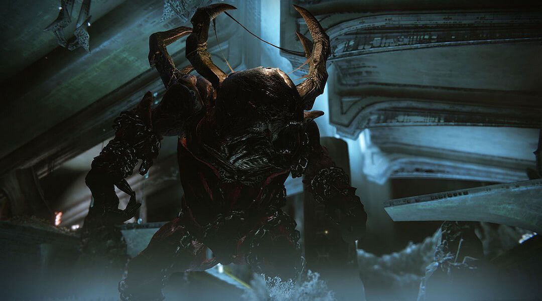 The monster Golgoroth from Destiny 2&#039;s king&#039;s fall raid. It is a large ogre-like humanoid with a bulbous eyeless head.