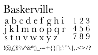 Black text displaying the serif font Baskerville on a white background.