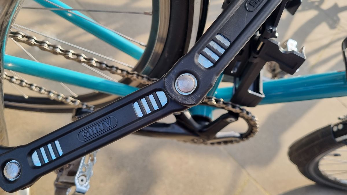 A close up of one of the pivots on the Abus Bordo 6200K lock