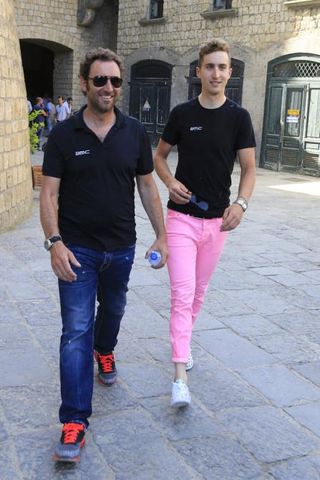 BMC directeur sportif Max Sciandri and Taylor Phinney at the pre-Giro press conference in Naples