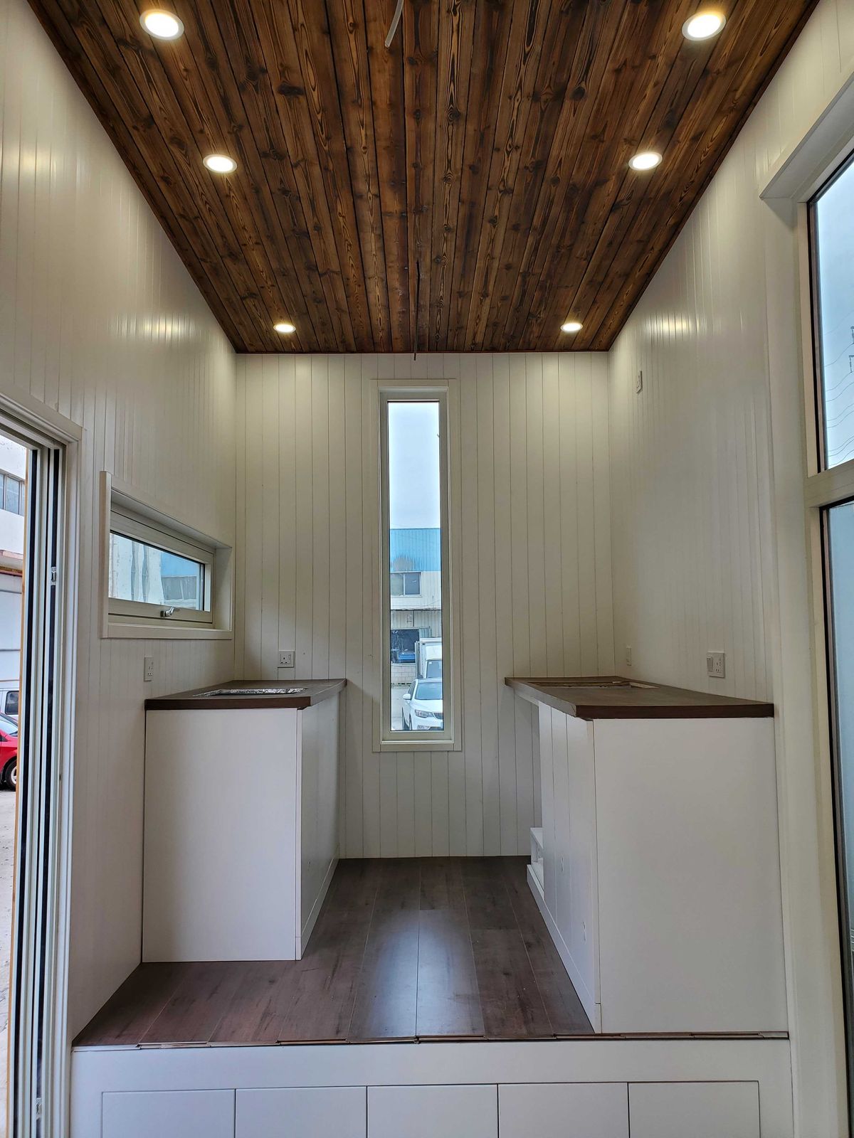 the interior of a tiny house