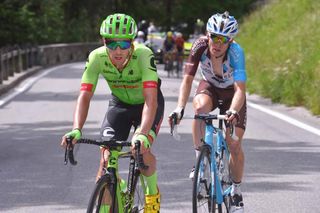 Michael Woods (Cannondale-Drapac) on the attack with Jan Bakelants (AG2R)