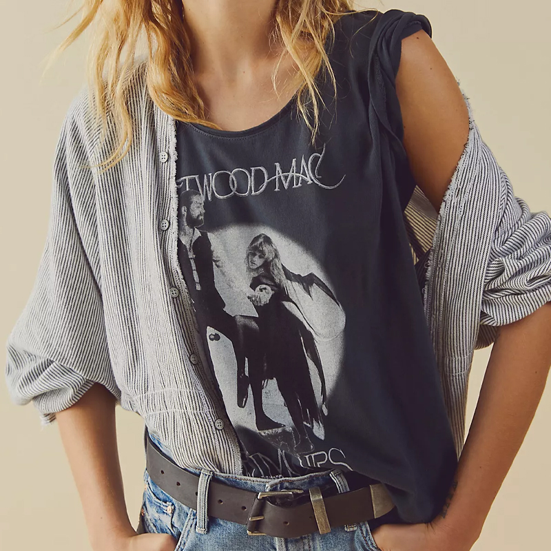 model wearing a fleetwood mac tee